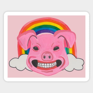 Pink pig head with rainbow Magnet